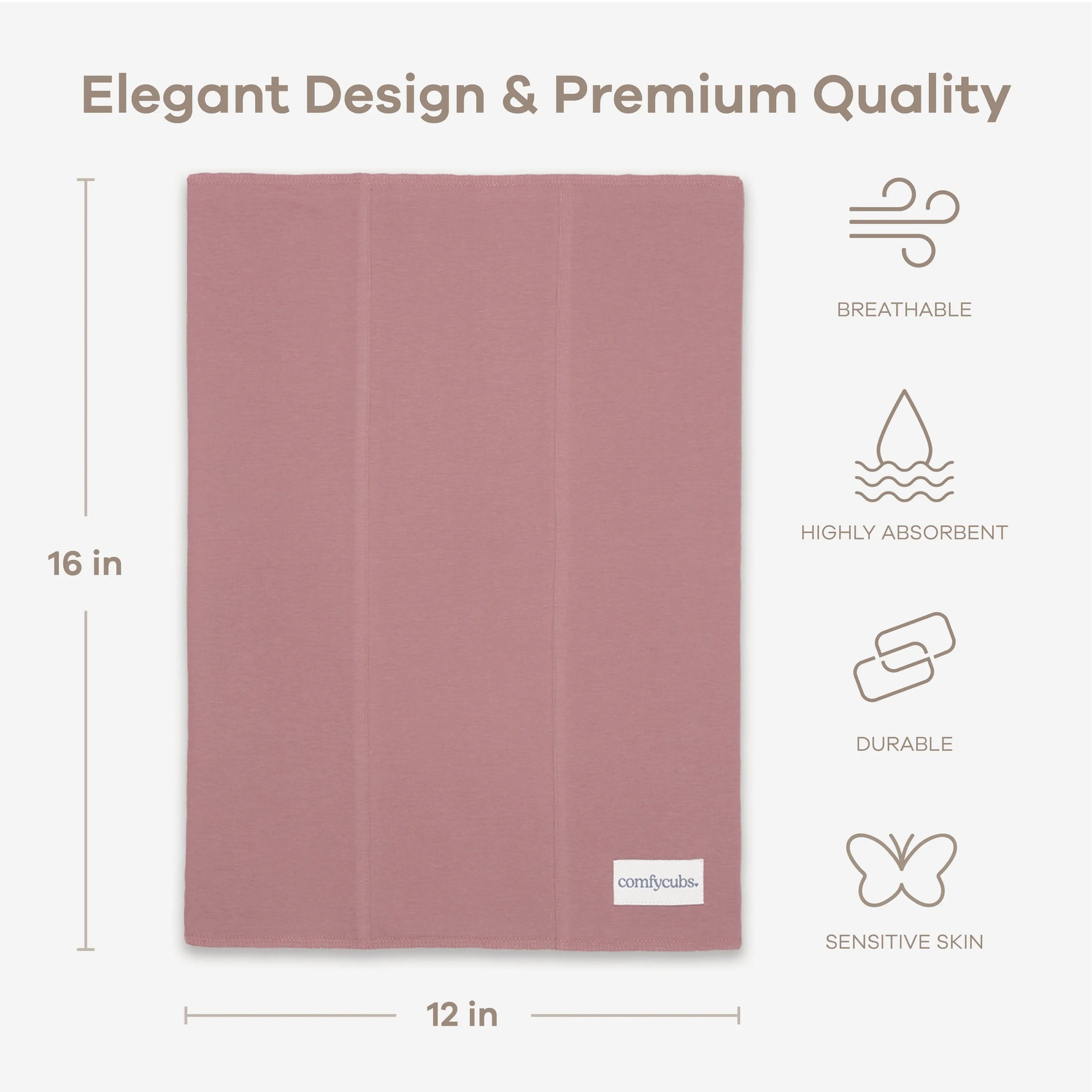 Comfy Cubs Cotton Burp Cloths in Mauve - 