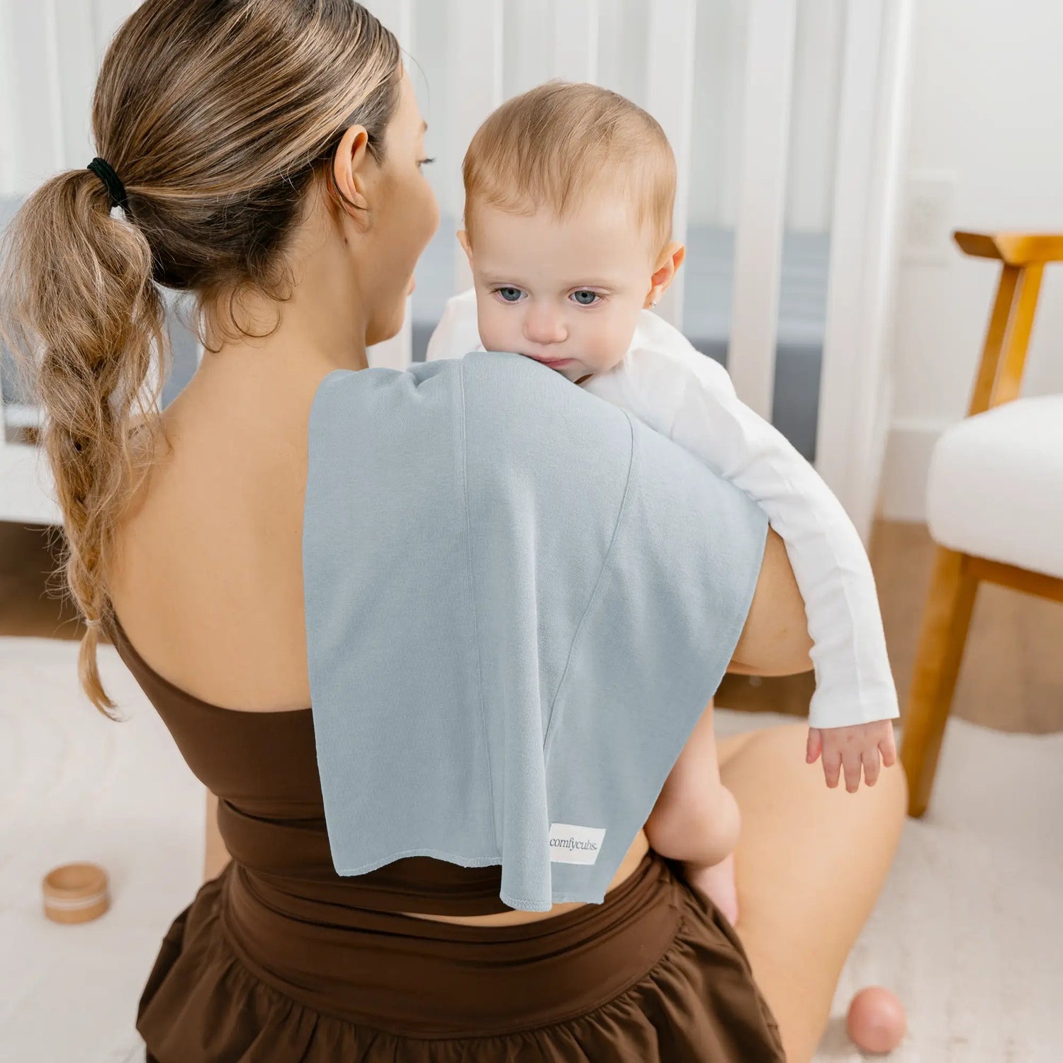 Comfy Cubs Cotton Burp Cloths in Pacific Blue - 