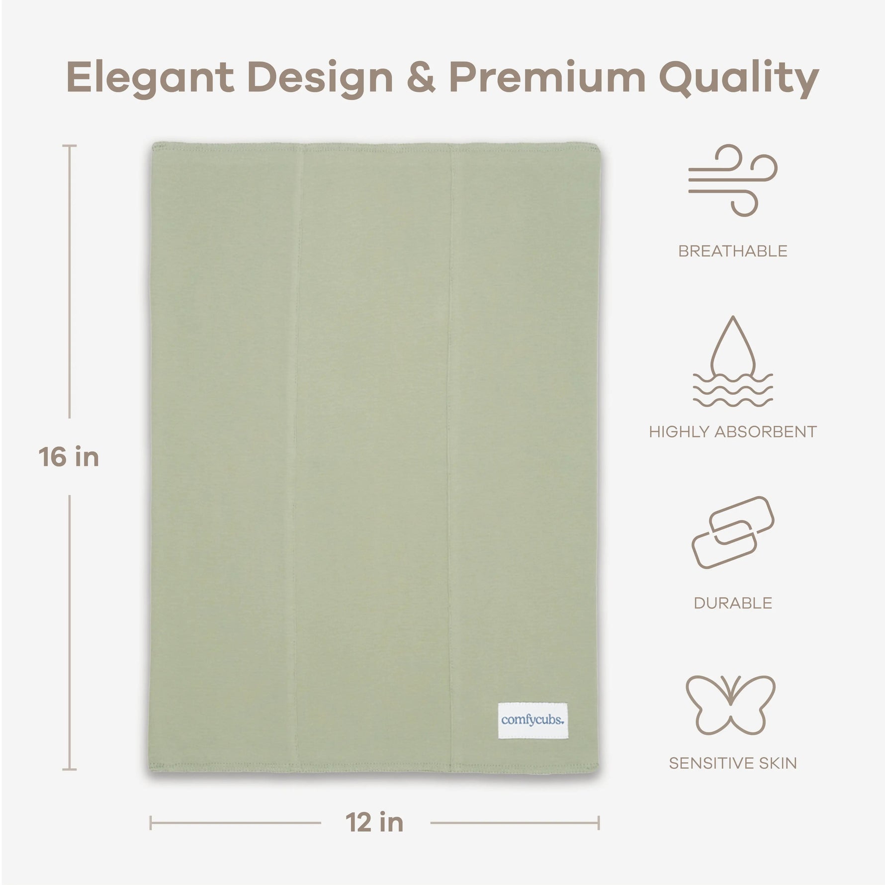 Comfy Cubs Cotton Burp Cloths in Sage - 