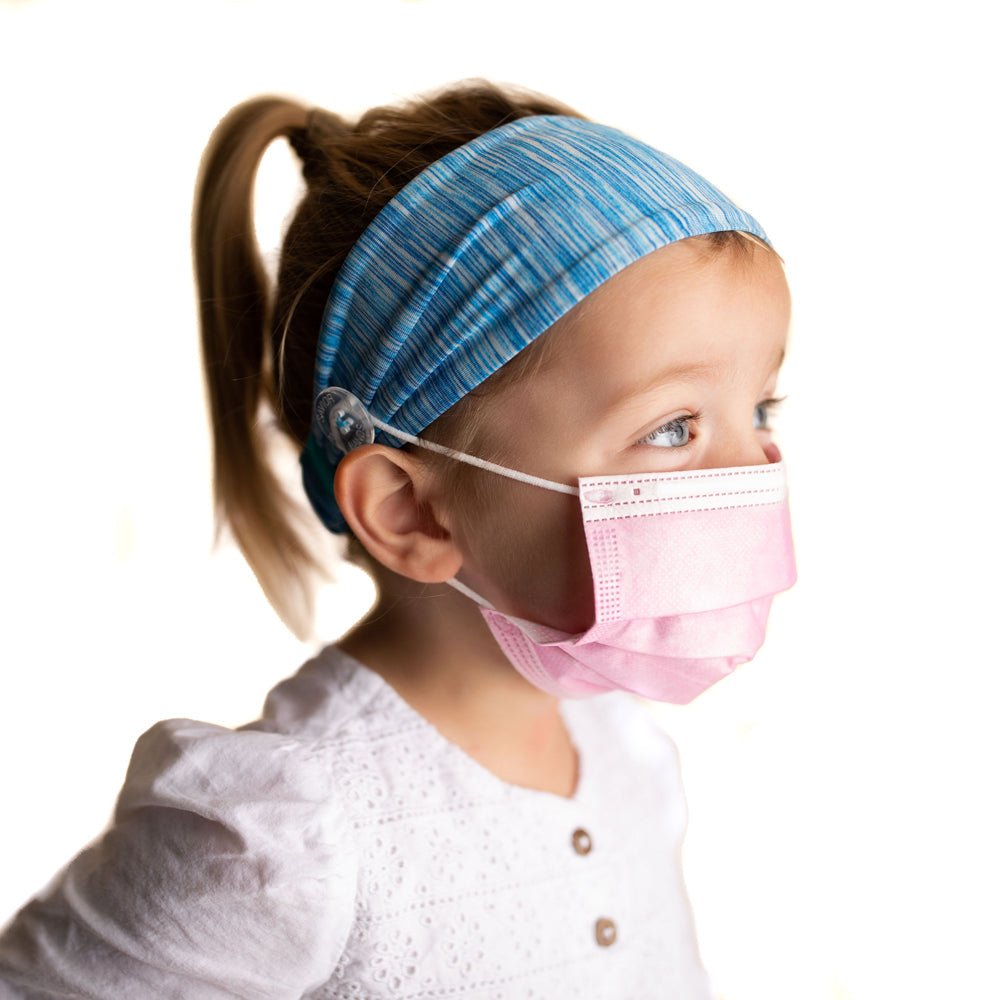 Three Little Tots Cotton Candy Blue Savior Headbands with Buttons For Kids - 