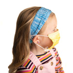 Three Little Tots Cotton Candy Blue Savior Headbands with Buttons For Kids - 