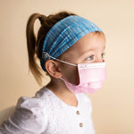 Three Little Tots Cotton Candy Blue Savior Headbands with Buttons For Kids - 