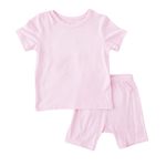 Kids short-sleeve pajama set in cotton candy pastel color with matching shorts