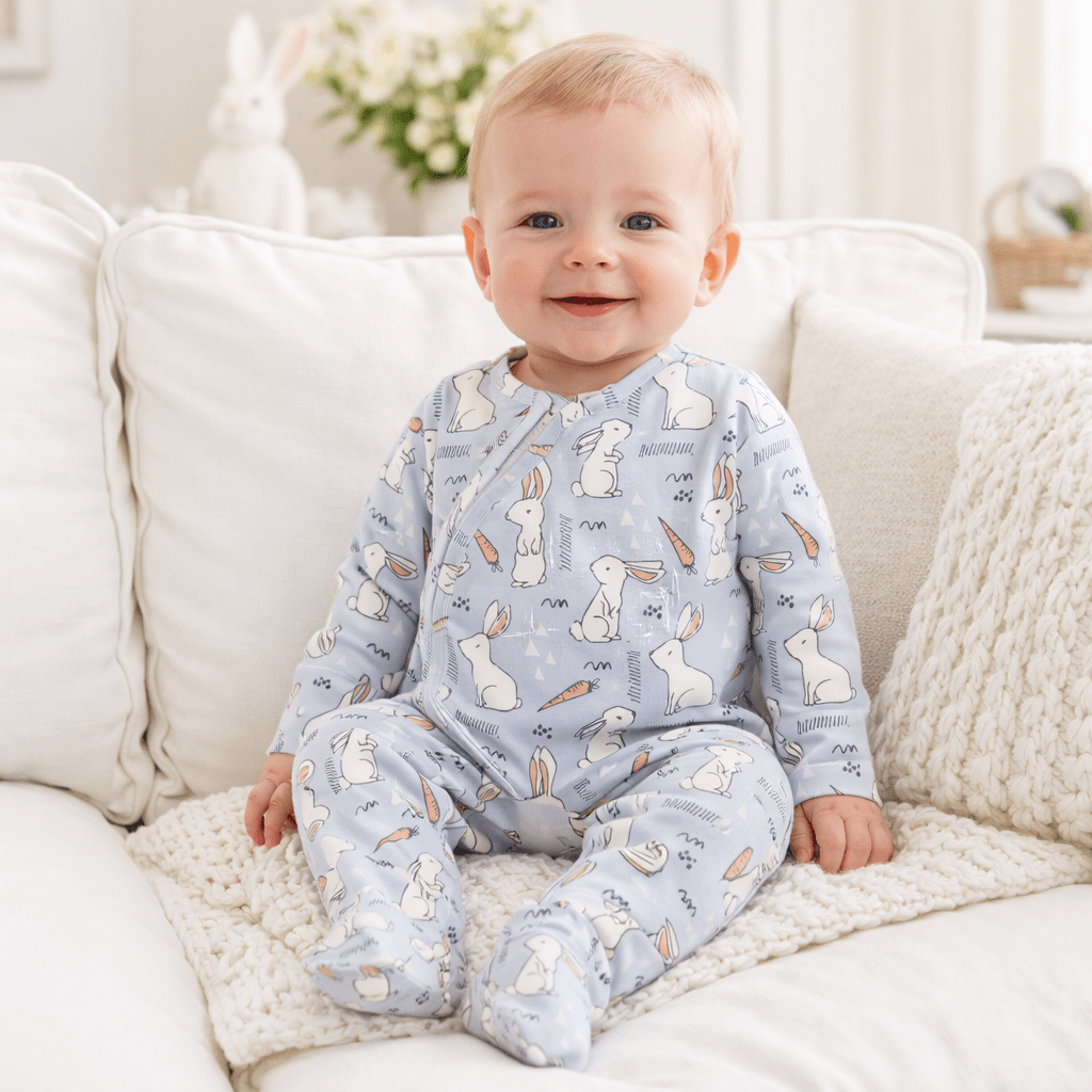Tesa Babe Cottontail Crew Soft Bamboo Easter Zipper Romper for BabyEveretts Place