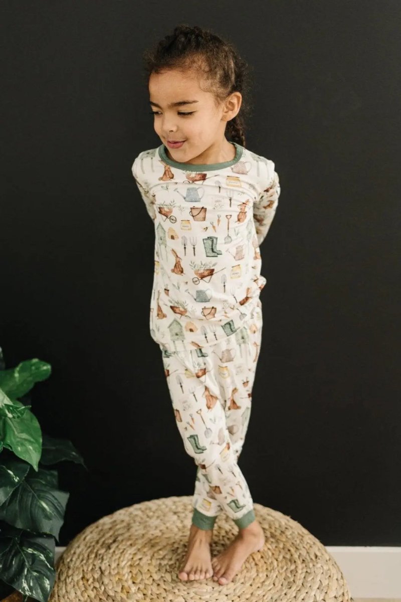 Little Joy Co. Cottontail Garden Bamboo Pajamas 2 Piece Sleepwear Soft - Everetts Place Boutique - 