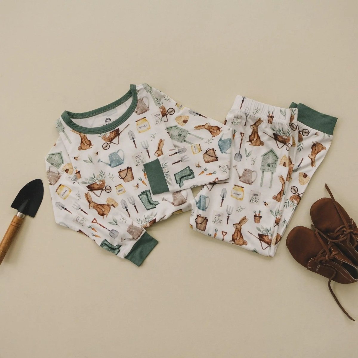 Little Joy Co. Cottontail Garden Bamboo Pajamas 2 Piece Sleepwear Soft - Everetts Place Boutique - 
