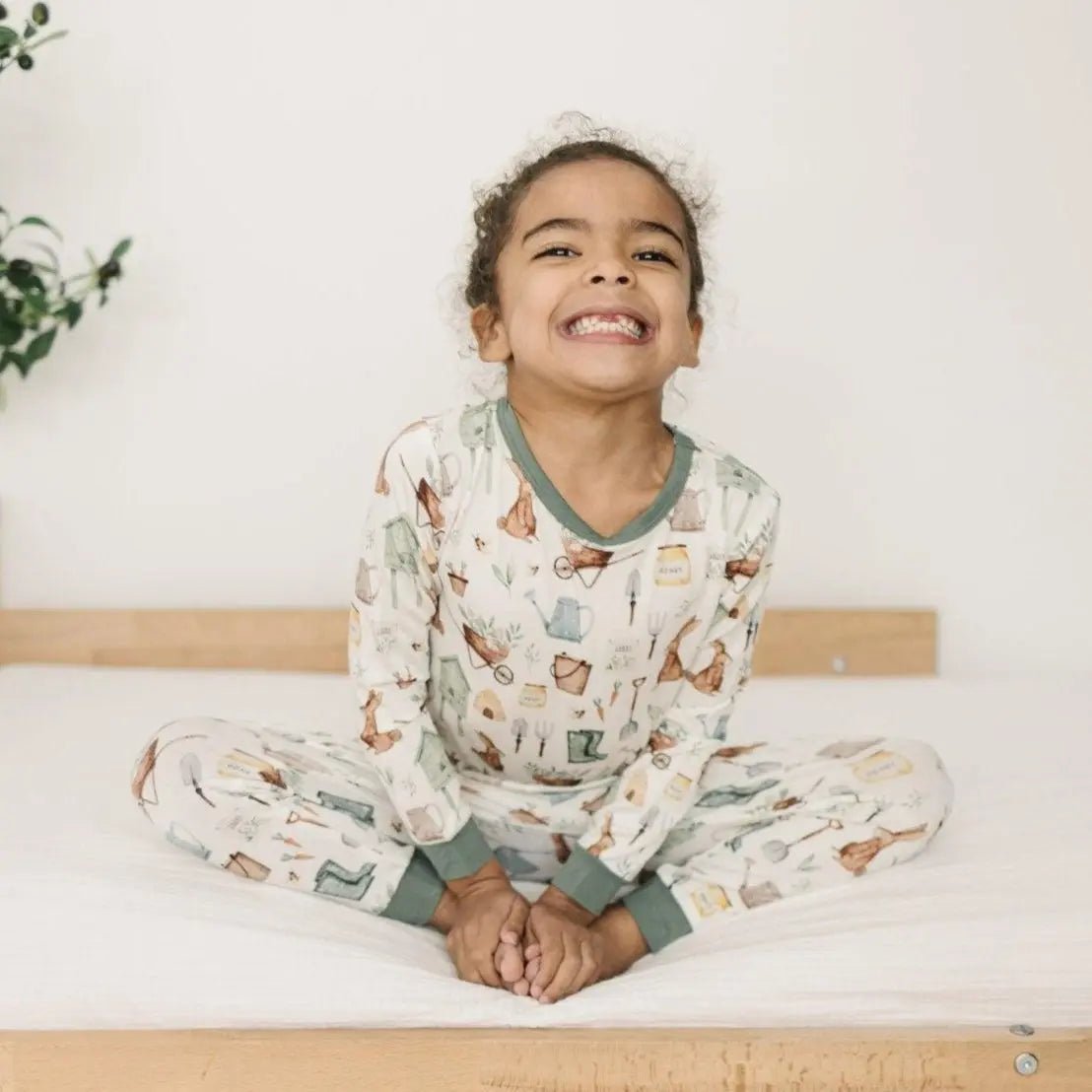 Little Joy Co. Cottontail Garden Bamboo Pajamas 2 Piece Sleepwear Soft - Everetts Place Boutique - 