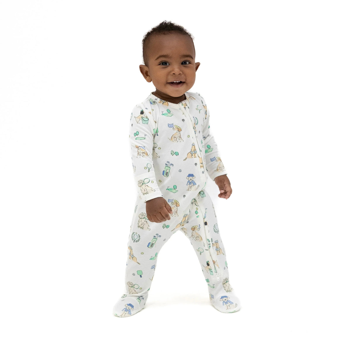 Angel Dear Country Club Dogs Neutral - 2 Way Zipper Footie - 