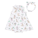 Angel Dear Country Club Dogs Pink - Polo Tennis Dress & Headband - 