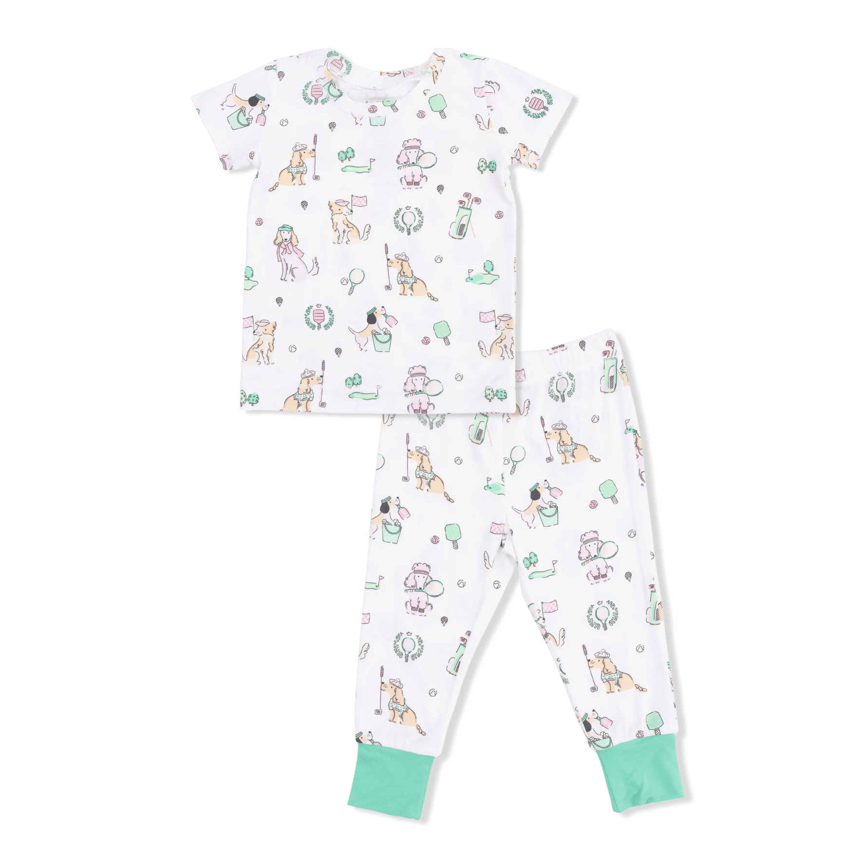 Angel Dear Country Club Dogs Pink - Short Sleeve Loungewear Set - 