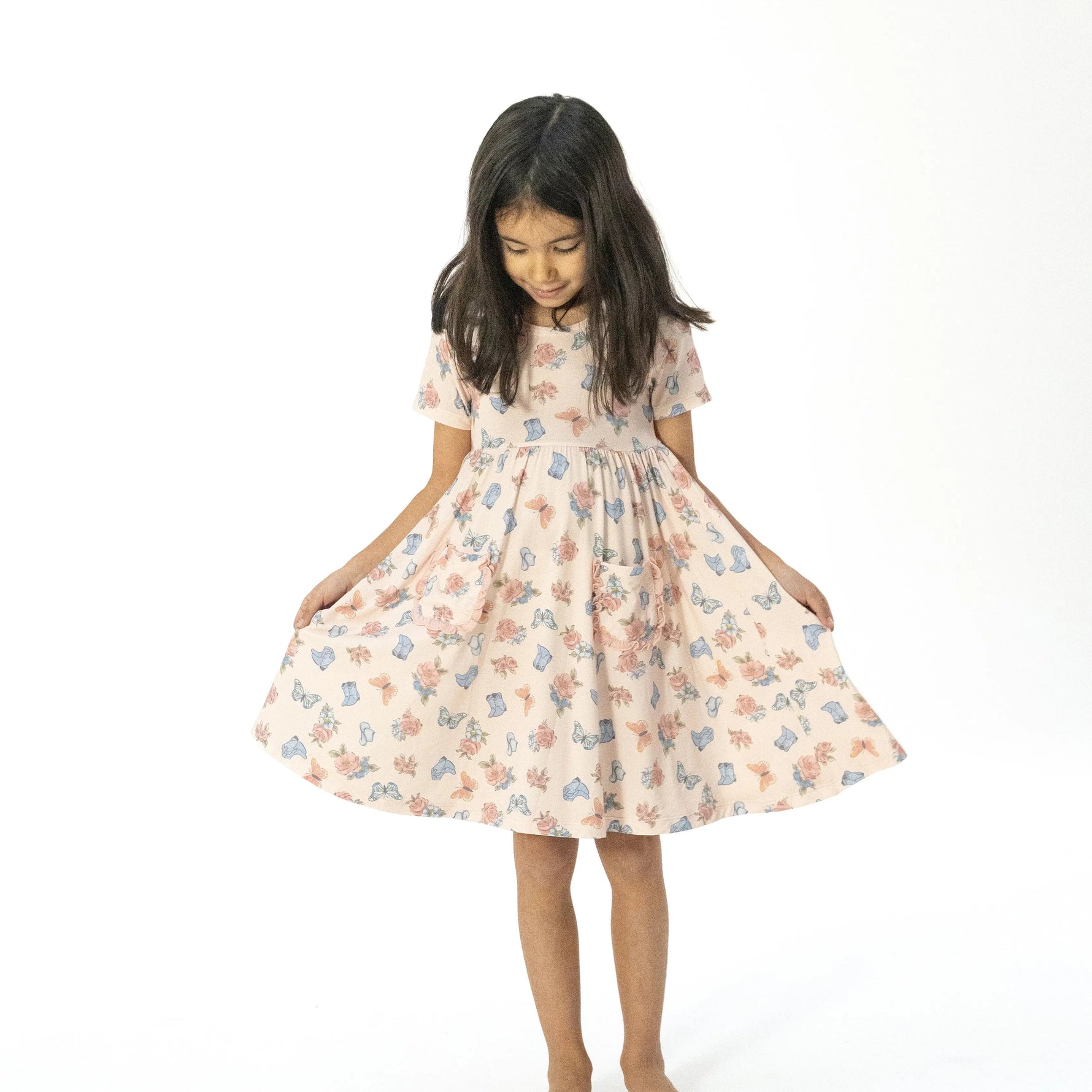 Angel Dear Country Girl Boots - Twirly Dress with Ruffle Pockets - 
