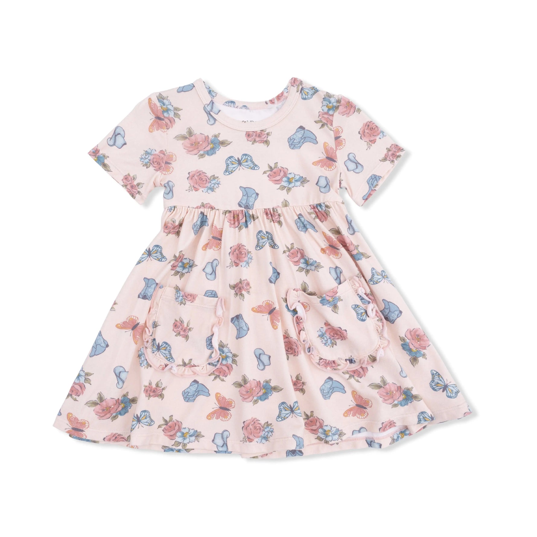 Angel Dear Country Girl Boots - Twirly Dress with Ruffle Pockets - 