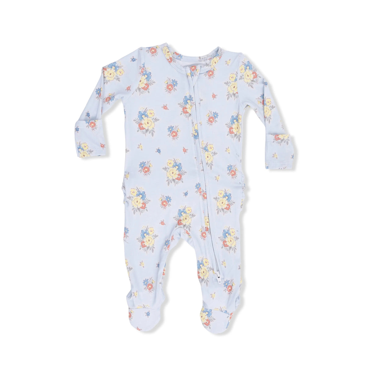 Angel Dear Country Stitch Floral - 2 Way Ruffle Back Zipper Footie - 