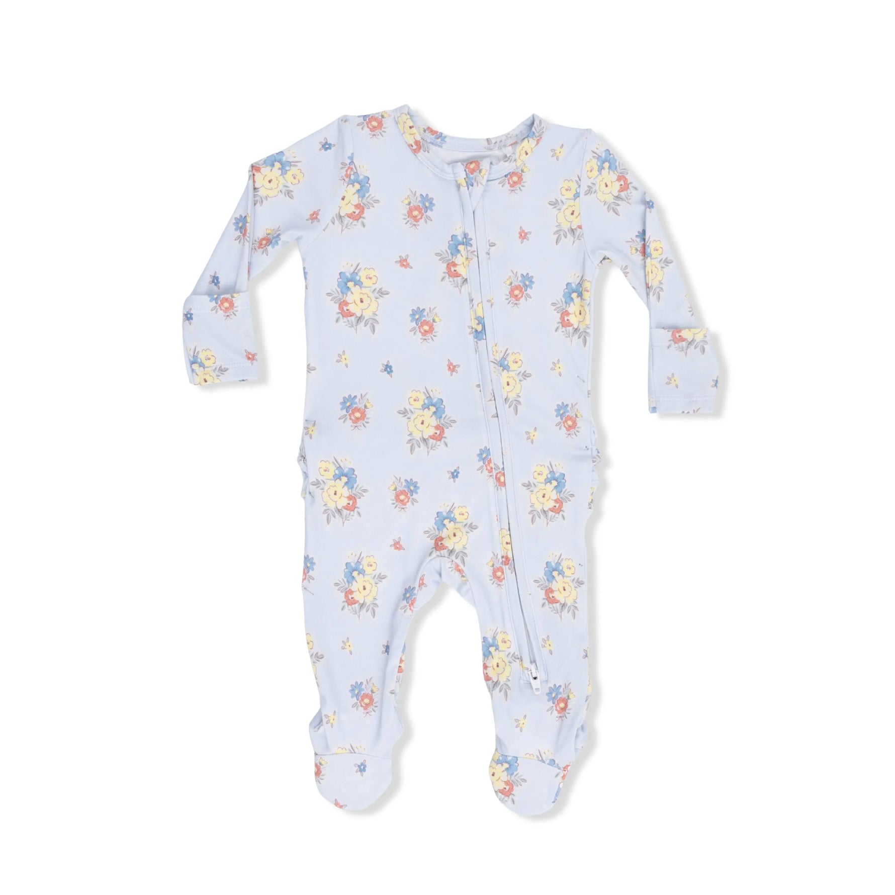 Angel Dear Country Stitch Floral - 2 Way Ruffle Back Zipper Footie - 