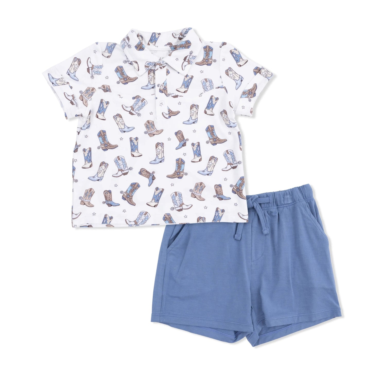 Angel Dear Cowboy Boots - Cowboy Polo with Casual Short - 