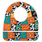 Texas Tushies Cowboy Patches Reversible Bib with Food Catching Pocket for Babies - 