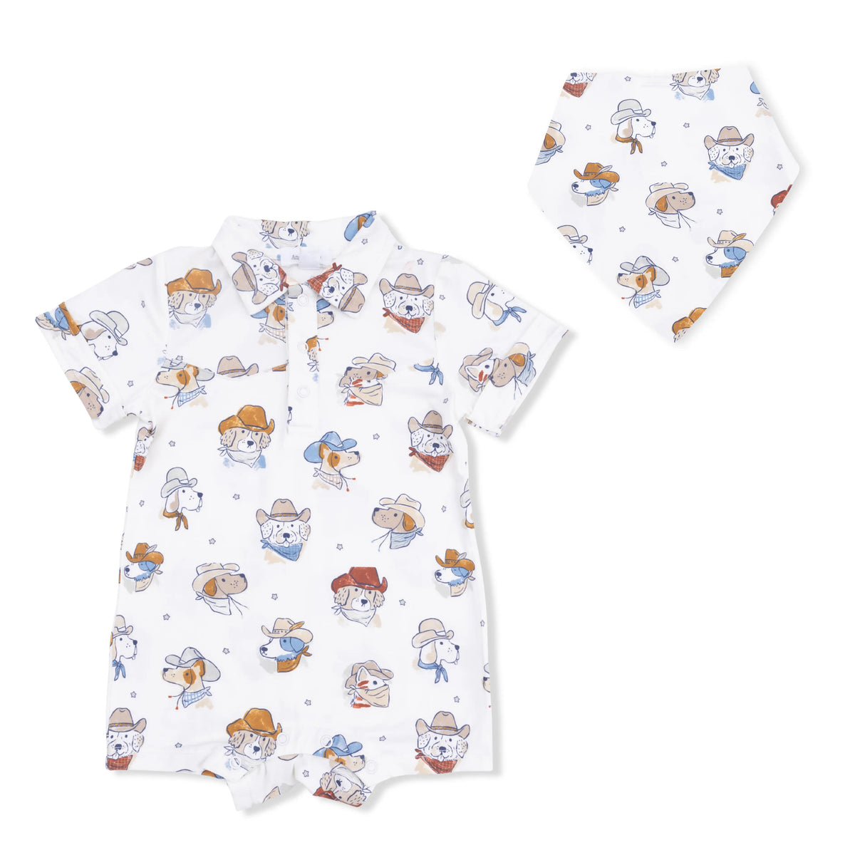 Angel Dear Cowdogs - Cowboy Shortie & Bandana Bib Set - 
