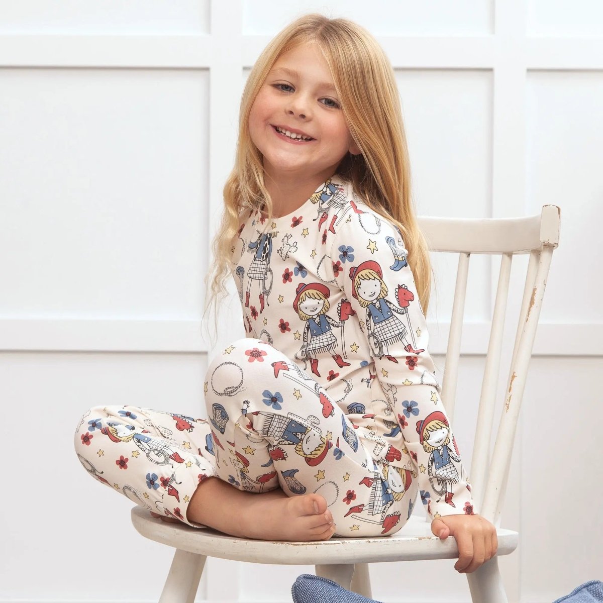 Tesa Babe Cowgirl Bamboo Pajama Set For Girls With Elastic Waist - Everetts Place Boutique - 