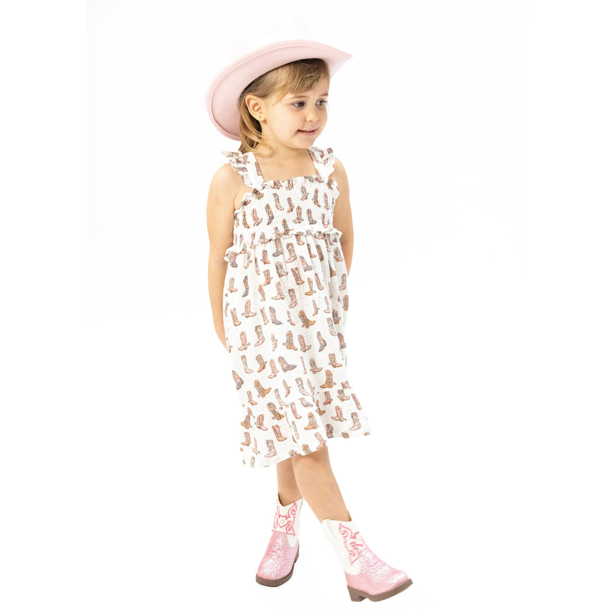 Angel Dear Cowgirl Boots - Smocked Ruffle Sundress & Bloomer - 