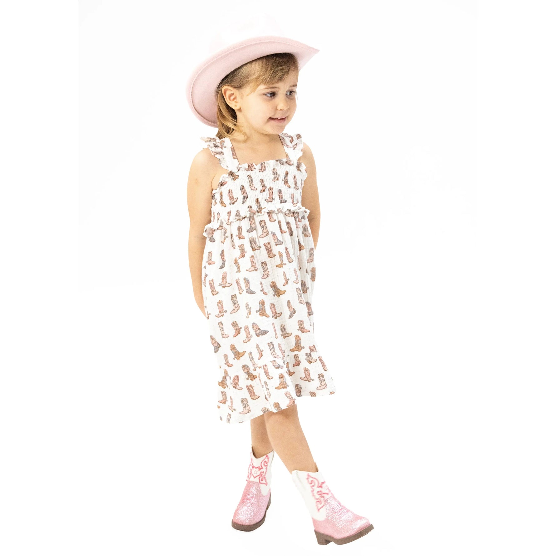 Angel Dear Cowgirl Boots - Smocked Ruffle Sundress & Bloomer - 