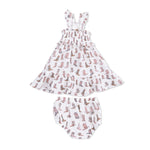 Angel Dear Cowgirl Boots - Smocked Ruffle Sundress & Bloomer - 