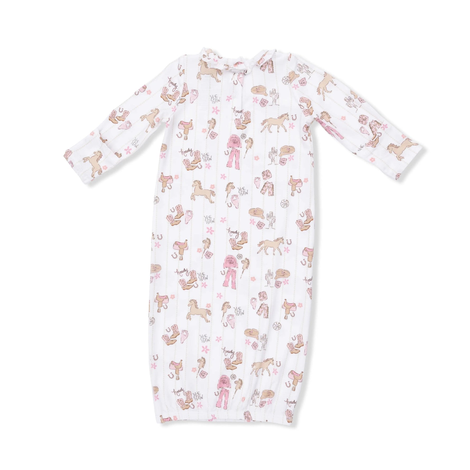 Angel Dear Cowgirl Nursery - Kimono Gown & Ruffle Knotted Hat - 