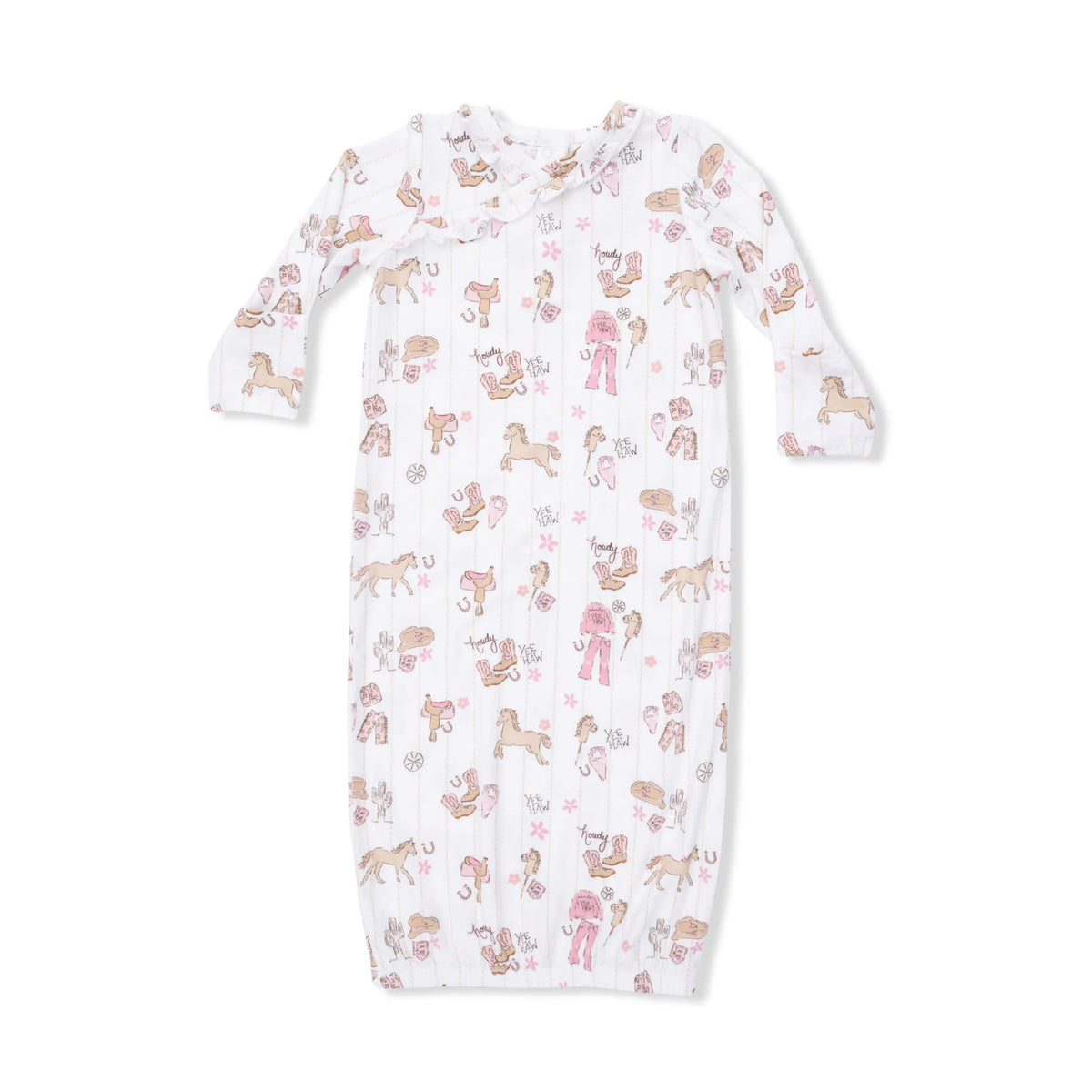 Angel Dear Cowgirl Nursery - Kimono Gown & Ruffle Knotted Hat - 