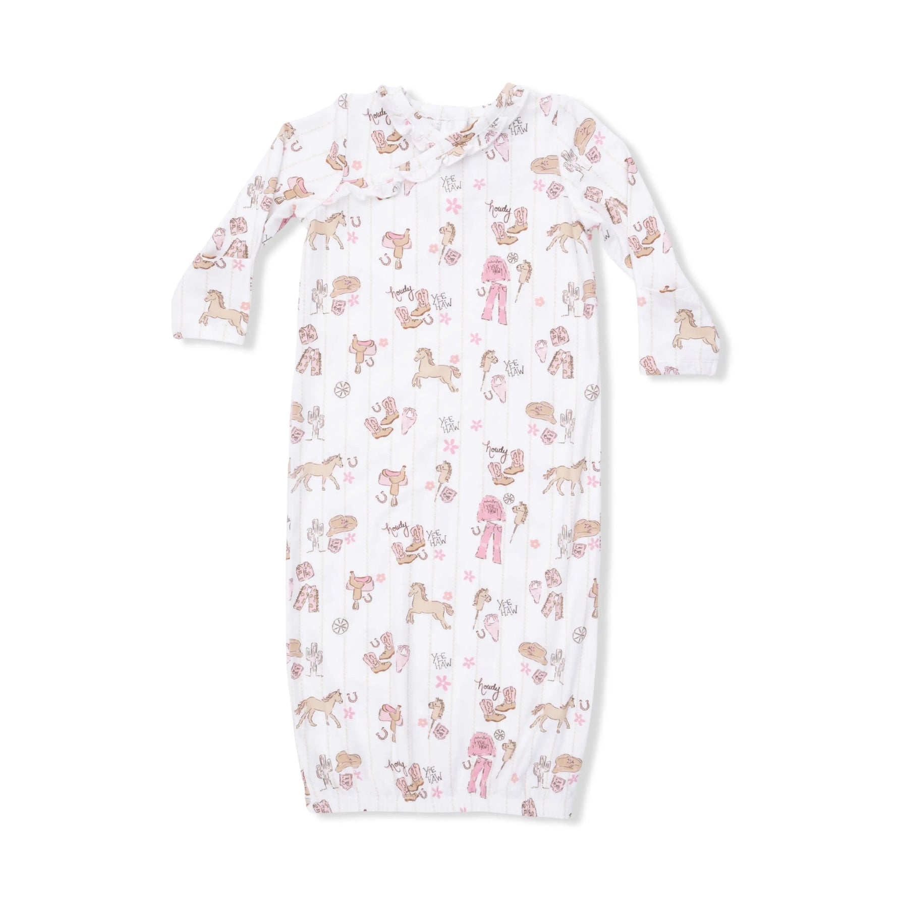 Angel Dear Cowgirl Nursery - Kimono Gown & Ruffle Knotted Hat - 