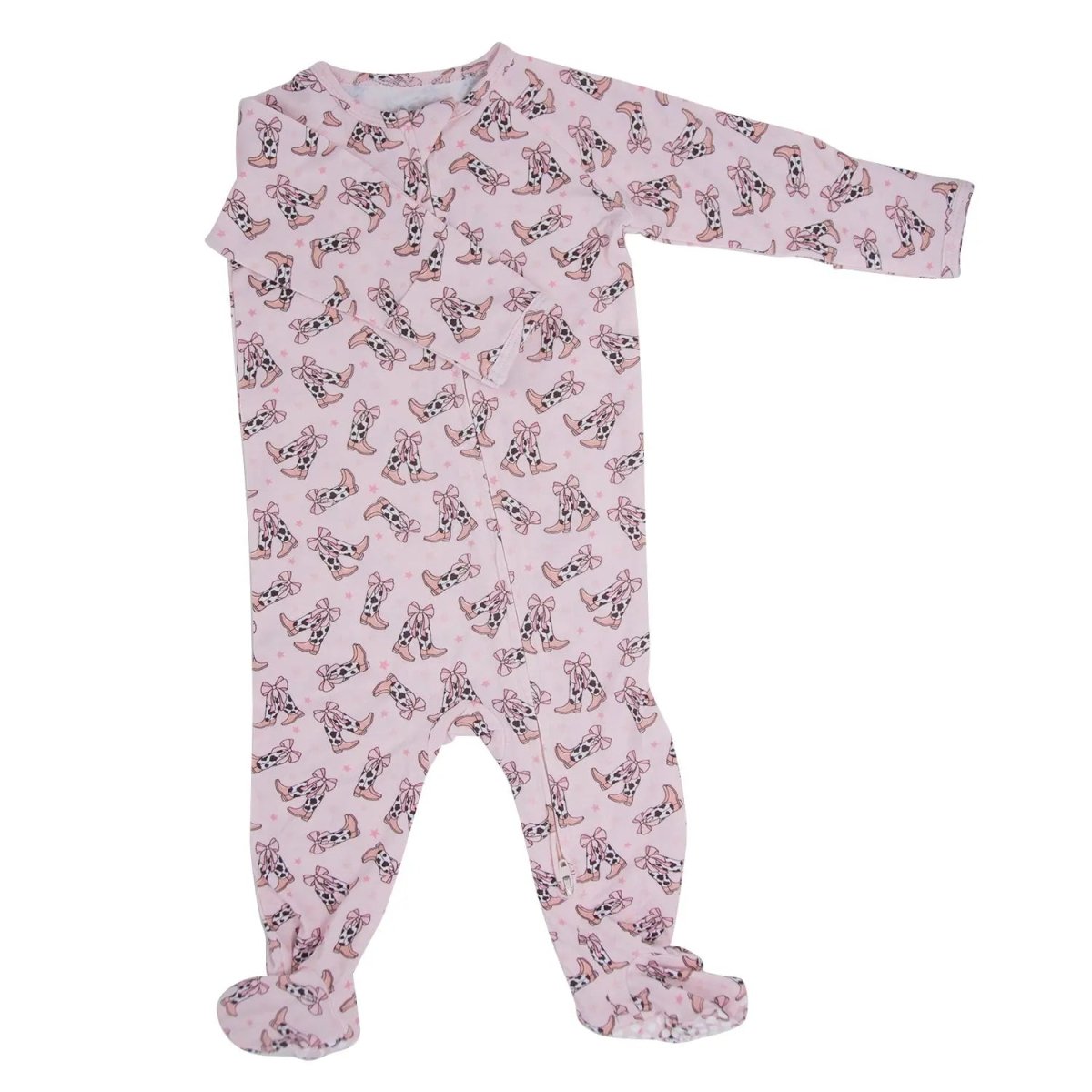 Sweet Bamboo Cowhide Baby Footie with Smooth Zipper for Easy Changing and Comfort - 