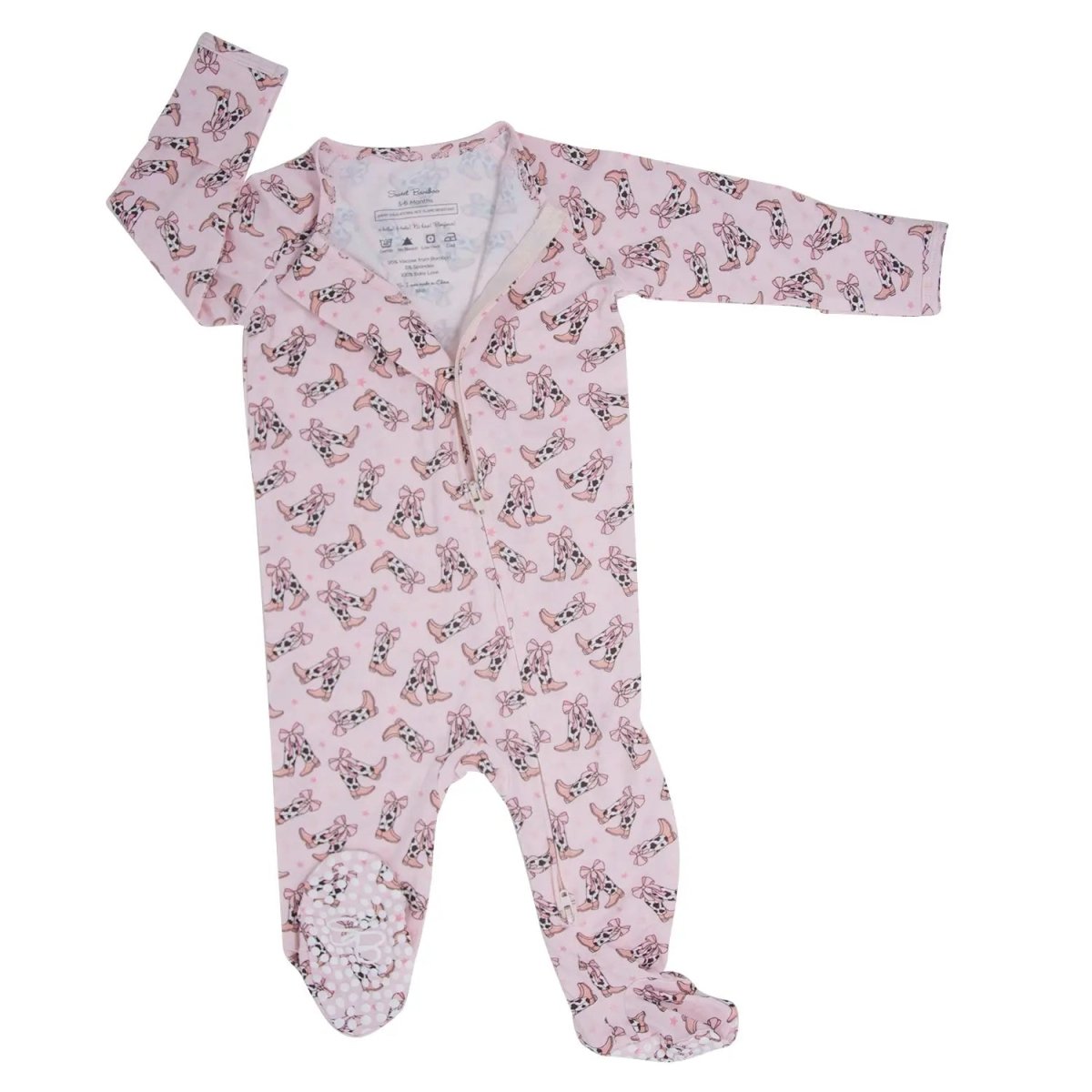 Sweet Bamboo Cowhide Baby Footie with Smooth Zipper for Easy Changing and Comfort - 