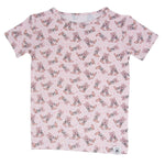 Sweet Bamboo Cowhide Boots Bows Summer Pajama Set with Lightweight Fabric for Kids - 