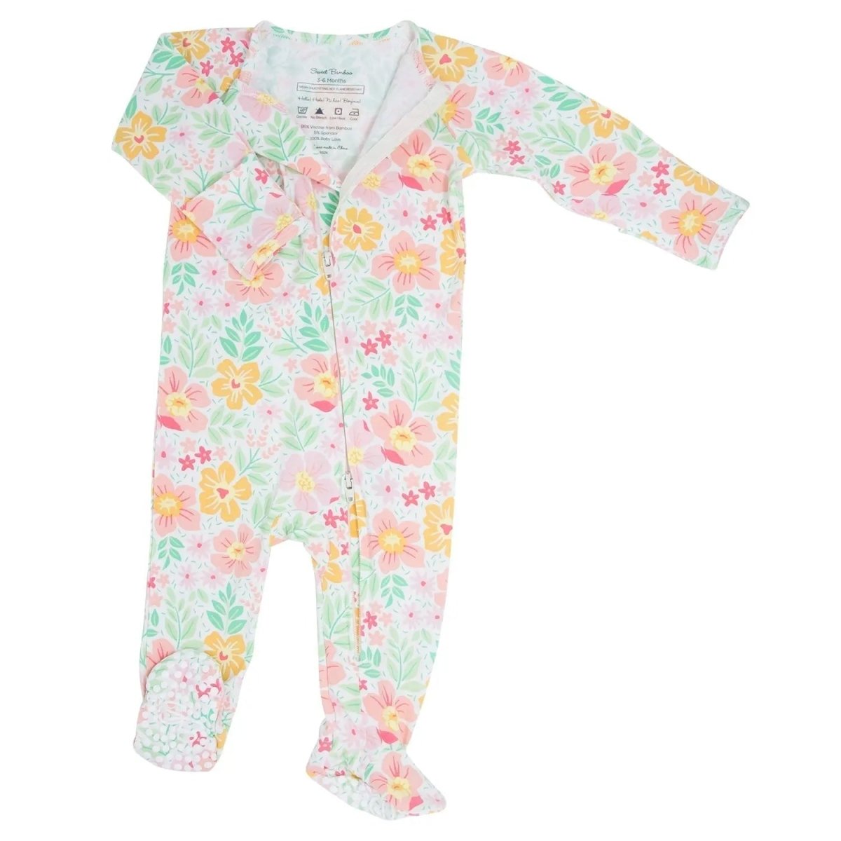 Sweet Bamboo Cozy Baby Footie with 2 Way Zipper and Fold Over Cuffs for Easy Changing - 