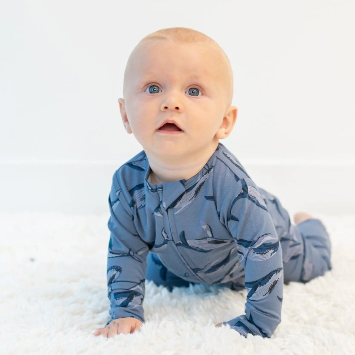 Sweet Bamboo Cozy Baby Footie with Two Way Zipper and Fold Over Cuffs for Easy Changing - 