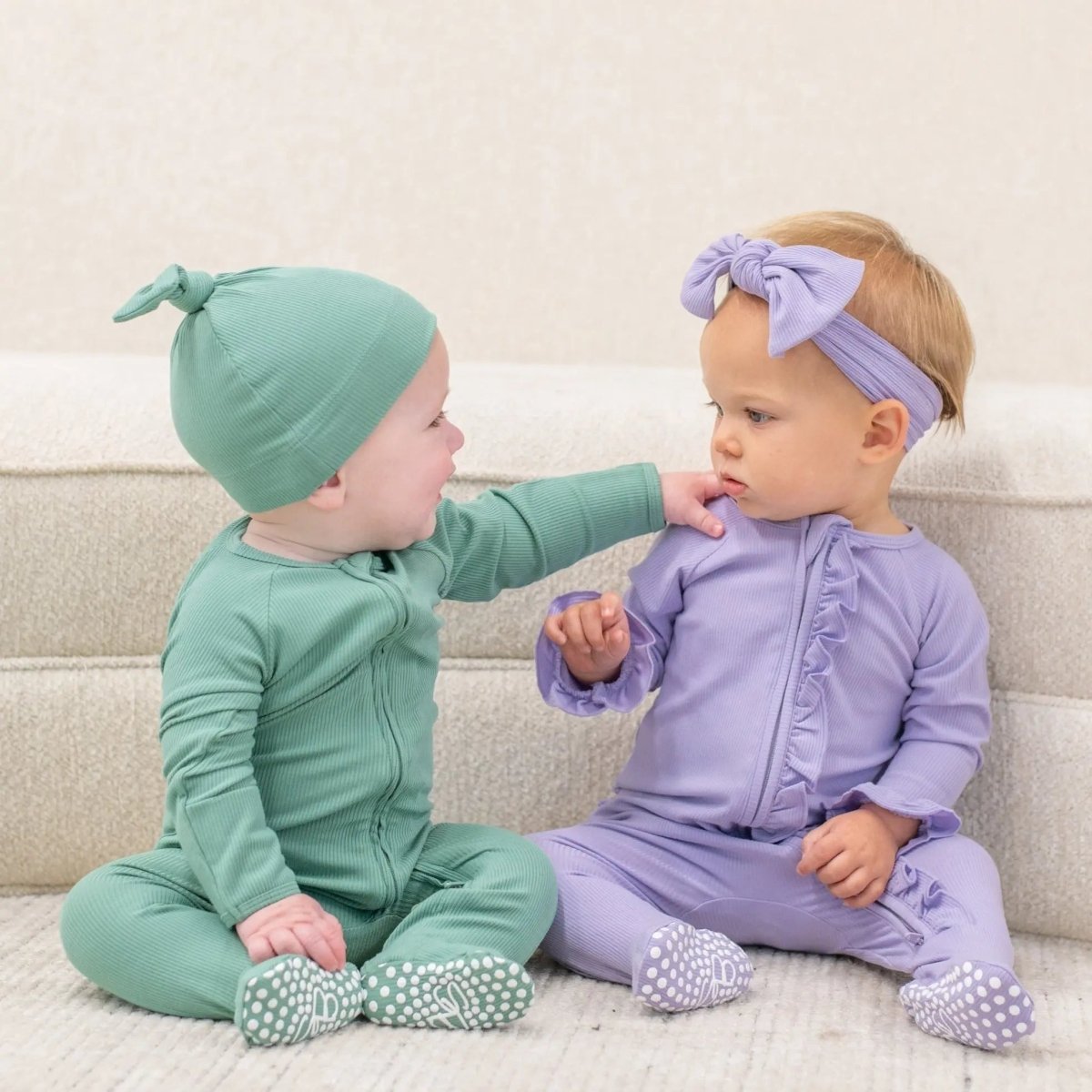 Sweet Bamboo Cozy Baby Zipper Footie with Two Way Zipper and Silicone Grips for Easy Changes - 