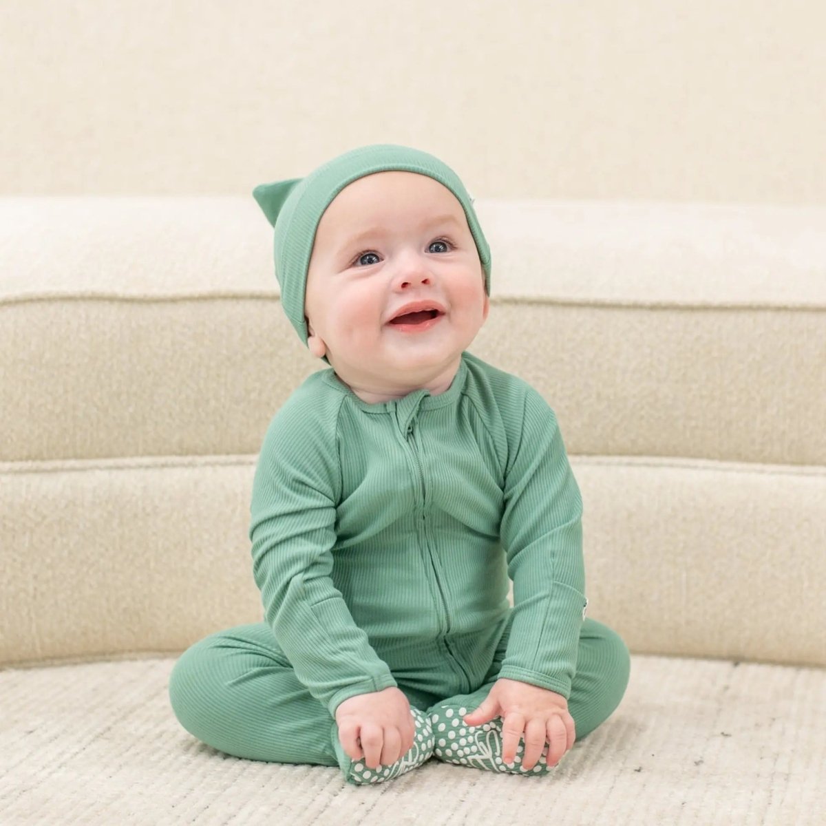 Sweet Bamboo Cozy Baby Zipper Footie with Two Way Zipper and Silicone Grips for Easy Changes - 