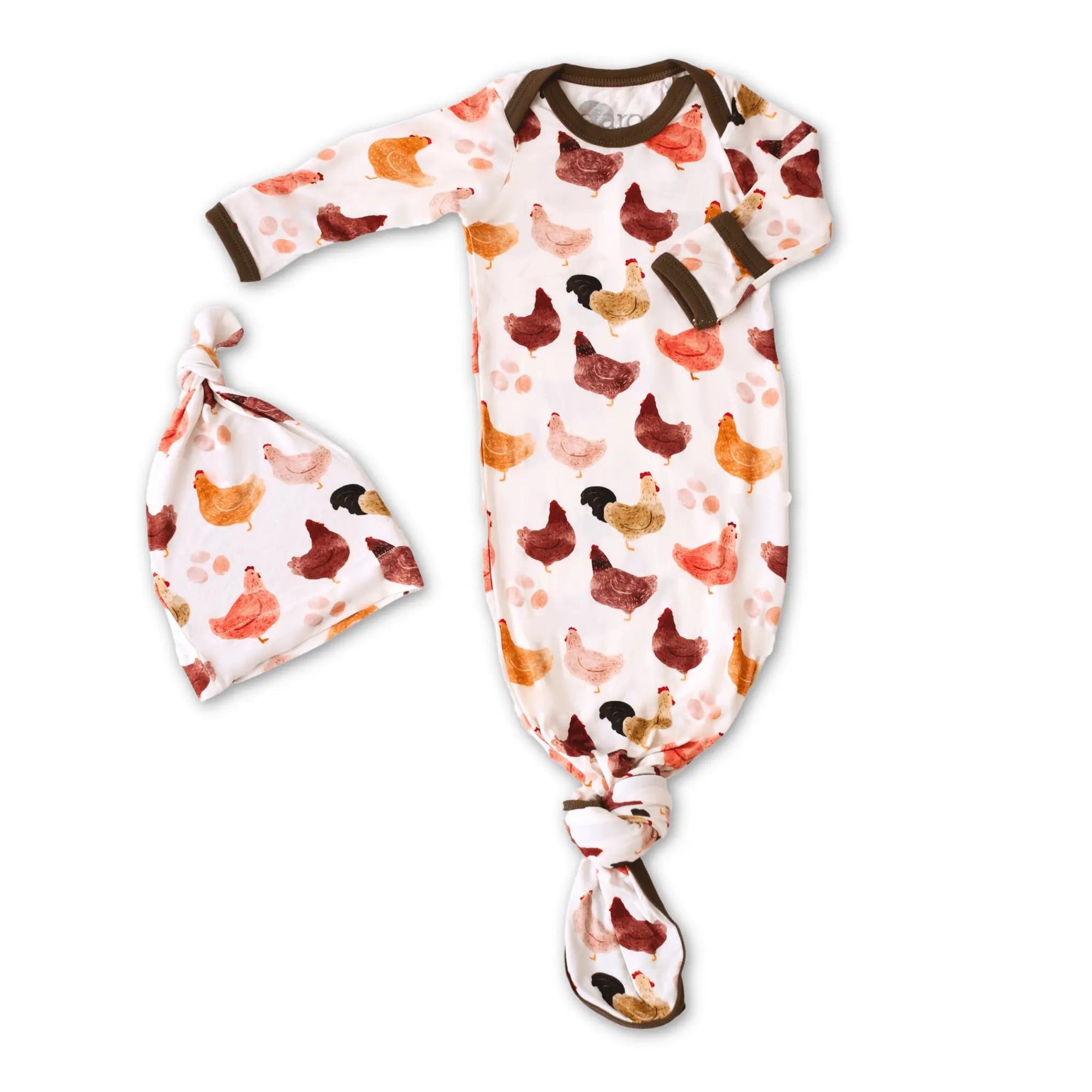 Bestaroo Cozy Bamboo Gown And Hat Set For Newborn To 3 Months With Fold Over Mittens - 