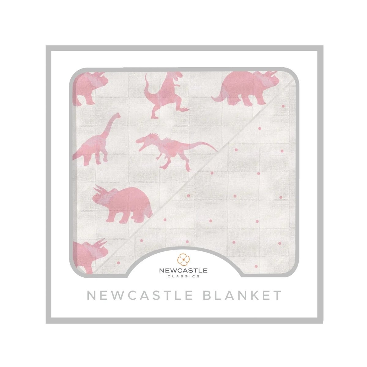Newcastle Classics Cozy Bamboo Muslin Blanket with Pink Dinosaurs for Kids 47 Inch - 