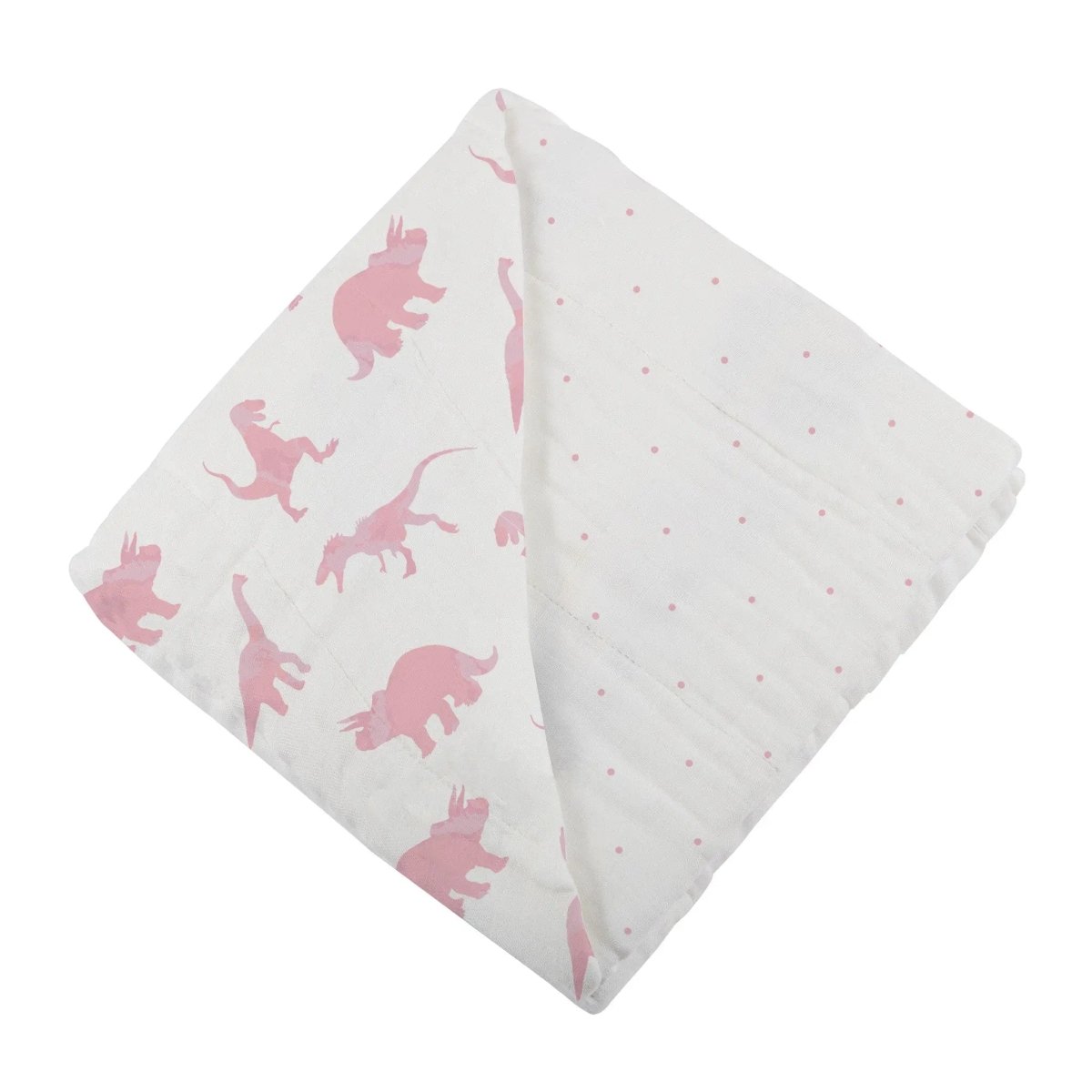 Newcastle Classics Cozy Bamboo Muslin Blanket with Pink Dinosaurs for Kids 47 Inch - 