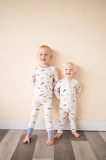 Harp Angel Boutique Cozy Bamboo Two - Piece Pajama Set with Vintage Airplane Design for Kids - 