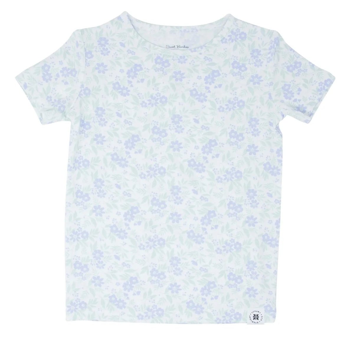 Sweet Bamboo Cozy Big Kid Short Sleeve Pajama Set with Cuffed Pants for All Seasons - 