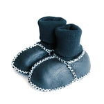 cozy booties | navy - White, Baby & Toddler Shoe, Natural material, Snow boot, Leather | Everetts Place