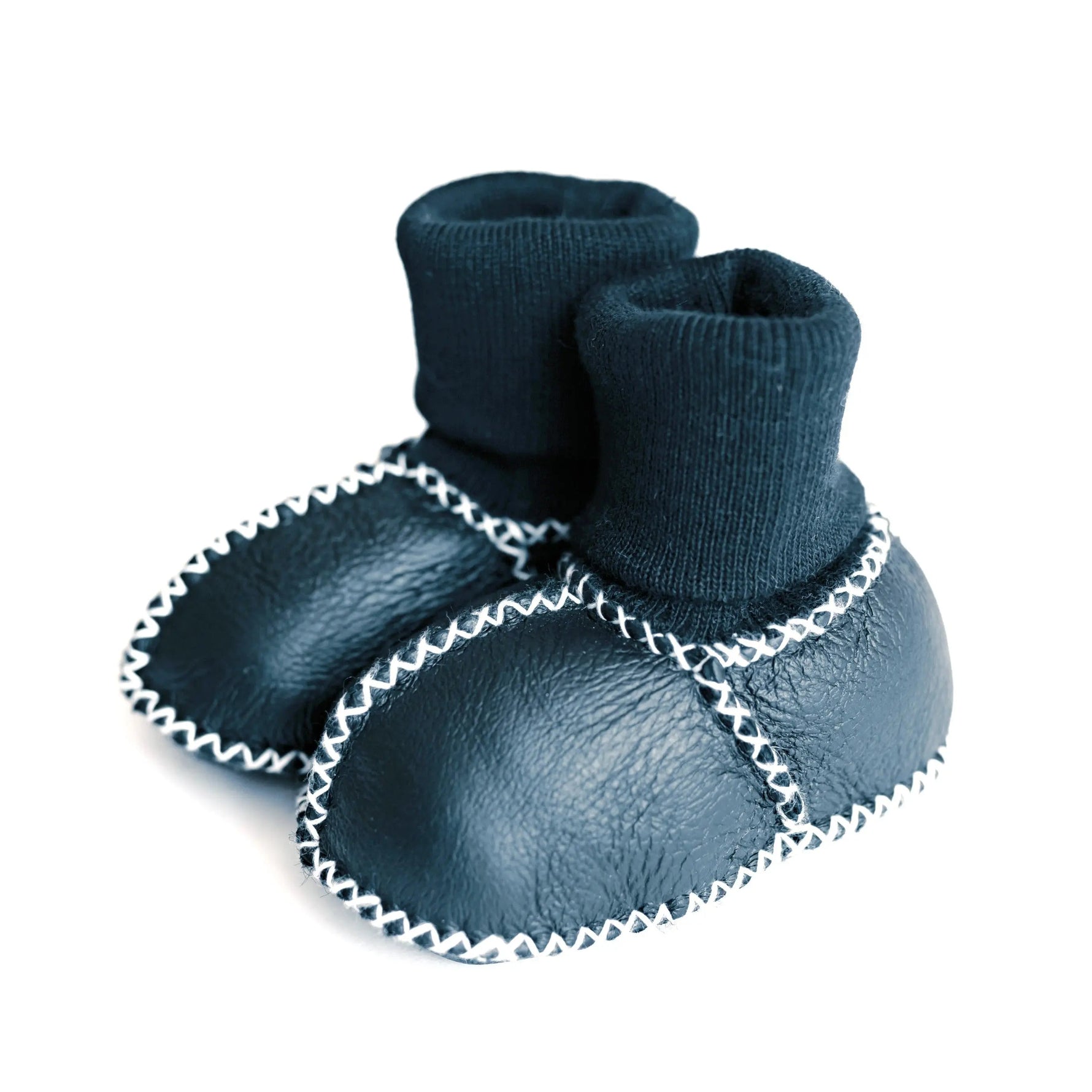 cozy booties | navy - White, Baby & Toddler Shoe, Natural material, Snow boot, Leather | Everetts Place