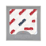 Newcastle Classics Cozy Cotton Fire Truck Hooded Towel Set for Fun Bath Time for Kids - 