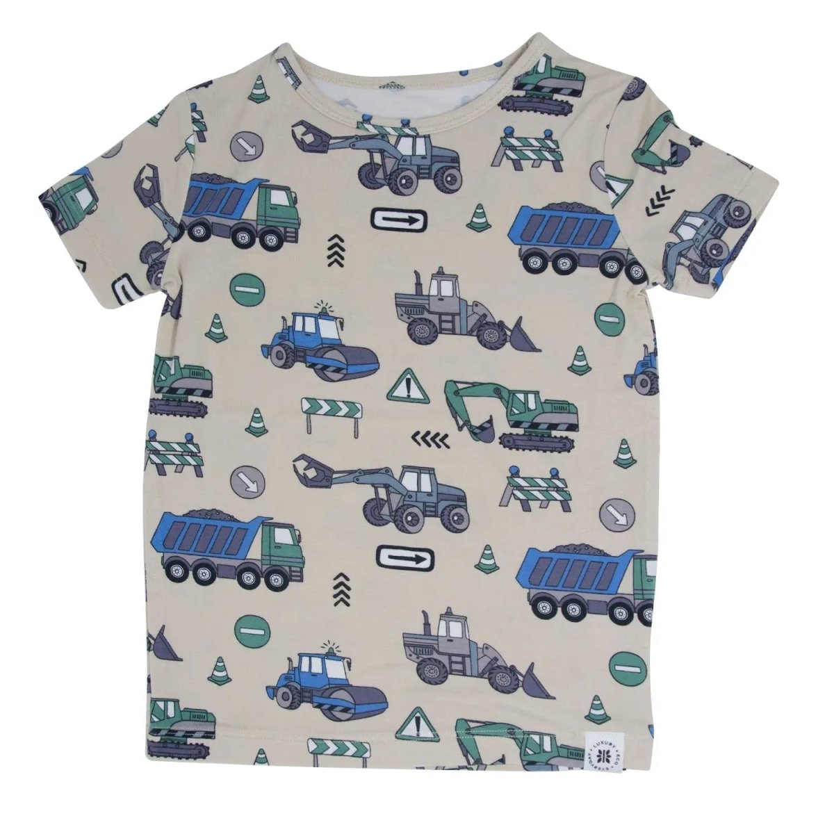 Sweet Bamboo Cozy Cotton Pajama Set with Trucks and Diggers for Big Kids All Season - 