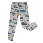 Sweet Bamboo Cozy Cotton Pajama Set with Trucks and Diggers for Big Kids All Season - 