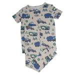 Sweet Bamboo Cozy Cotton Pajama Set with Trucks and Diggers for Big Kids All Season - 