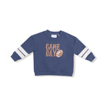 Angel Dear Cozy Drop Sleeve Sweatshirt with Varsity Stripes and Game Day Football Applique - 
