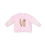 Angel Dear Cozy Drop Sleeve Sweatshirt with Varsity Stripes and Love Applique - 