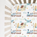 Honey Lemonade Cozy Fitted Crib Sheet with Airplane and Train Design for Babies - 