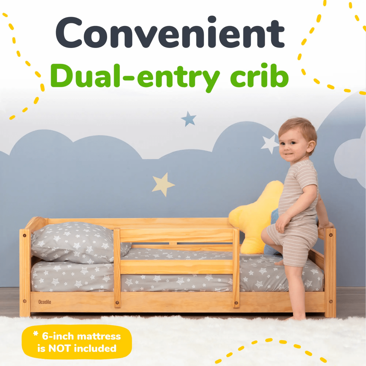 Ocodile.com Cozy Floor Bed for Toddlers with Crib Mattress Compatibility for Easy Transition - 